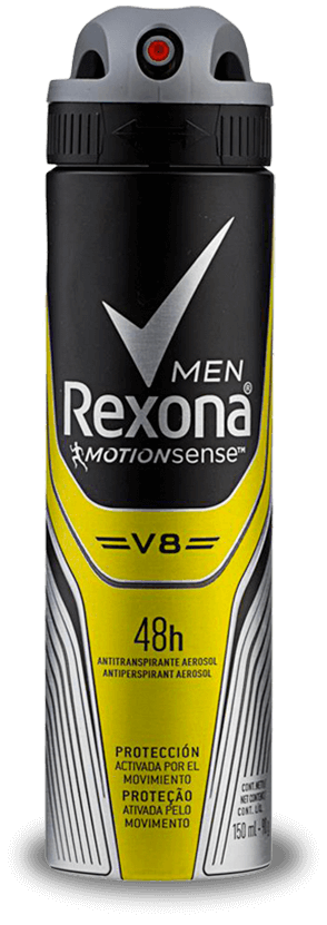 Proporciona até 48 horas de proteção contra a transpiração e o mau odor Desodorante Aerossol Rexona Men Motionsense V8