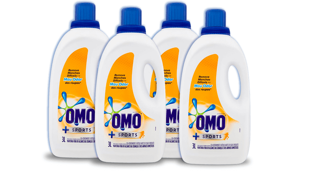 Kit com 4 Unidades de Sabão Líquido Omo Sports 3L Sabão Líquido Omo Sports 4 Unidades 3 Litros