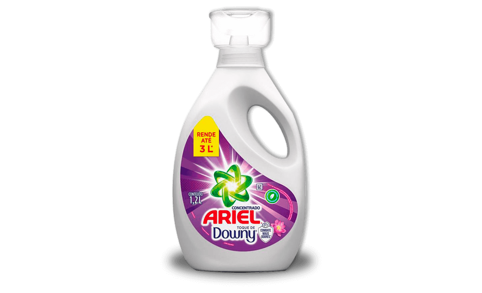 Frasco com 1,2 litros e rendimento de até 3 litros Sabão Líquido Ariel Expert rendimento