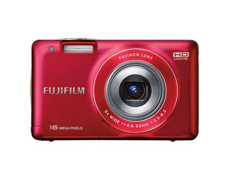 câmera digital Fujifilm Finepix JX580 Vermelha de frente