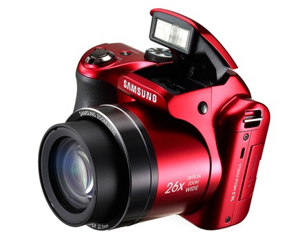 câmera Samsung WB100 Vermelha close