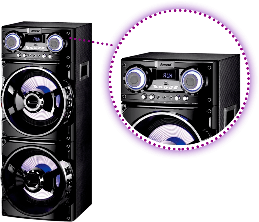 Possui display em LED Caixa Som Amvox Amplificada ACA 1001
