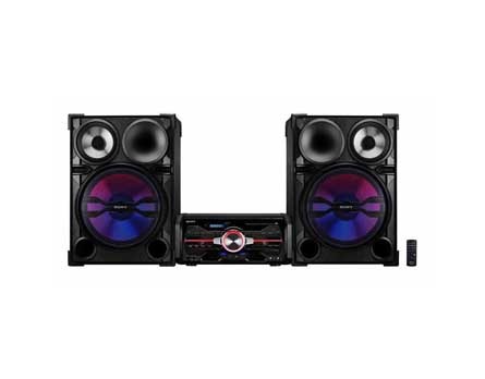 O mini system Sony Genezi FST SH2000, iluminado