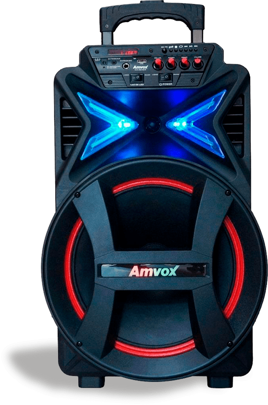 Bateria interna recarregável e carregador bivolt Caixa Som Amvox ACA 292