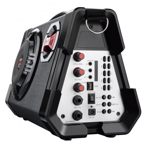 Aparelho com entradas USB, SD, auxiliar P2 e rádio FM 