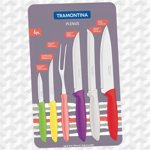 Conjunto de Facas e Garfo Trinchante Tramontina Plenus aço inox