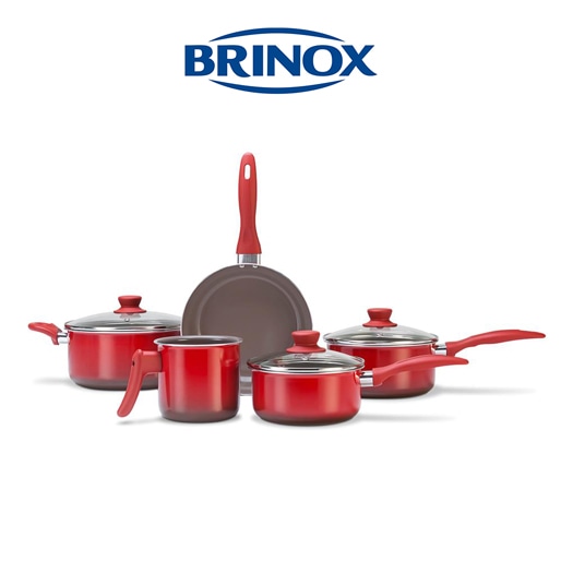 Conjunto Panelas Brinox Ceramic Life Smart 4789/100 Revestimento Cerâmico 5 Peças cozinhar cozinha comer alimento