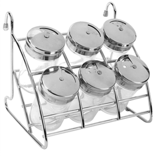 Prático uso e instalação Porta Condimentos Brinox potes vidro 6 peças