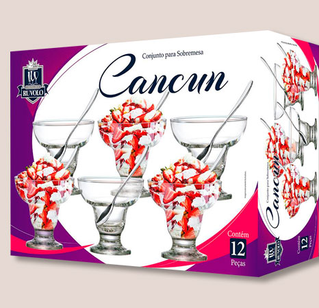 Serve até 6 pessoas Conjunto Sobremesa Ruvolo Cancun 6 taças