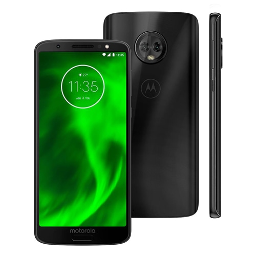 Design moderno com bordas finas Smartphone Motorola Moto G6 XT1925 Preto celular tela max vision