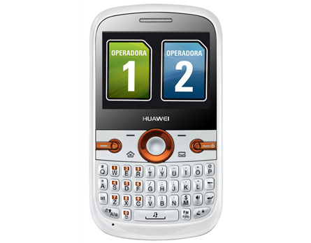 Celular Huawei G6620 branco e laranja  - Modelo Dual Chip possui uma câmera de 1.3 MP e dimensões práticas