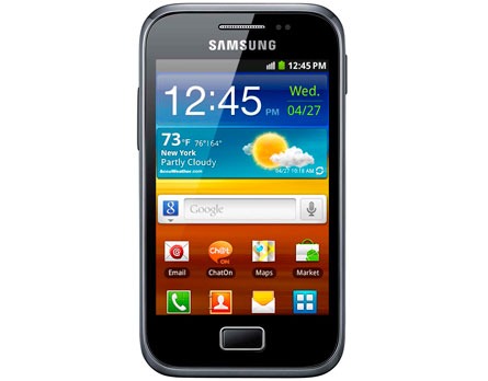 O celular desbloqueado Samsung Galaxy Ace Plus S7500 Dark Blue de frente