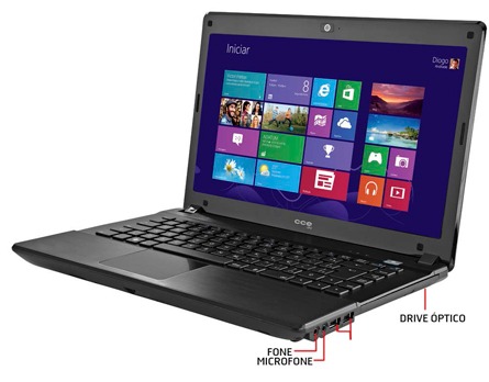 Notebook CCE X325 Intel® Core™ i3-2328M 2GB 500GB Gravador de DVD Leitor de Cartões HDMI Wireless Webcam LED 14” Windows 8