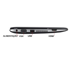 netbook Asus 1025C GRY059S conexões