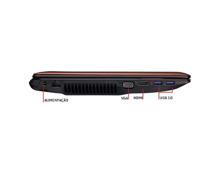 notebook Asus K45A VX142H conexões