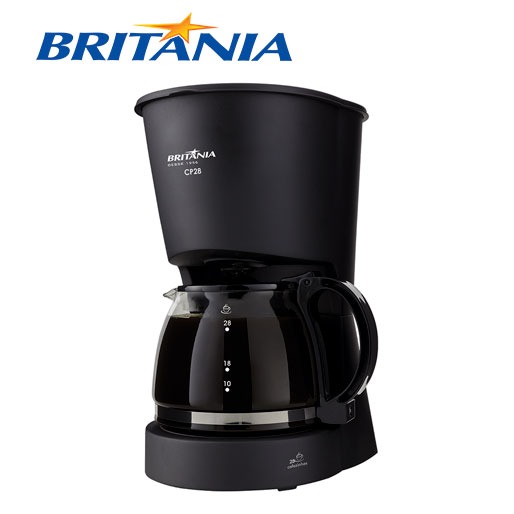 Fabricada com metal, vidro e plástico Cafeteira Elétrica Britânia 750W Prepara 28 cafés