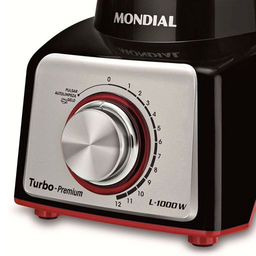 De fácil manuseio Liquidificador Mondial Turbo Premium 1000W 12 Velocidades