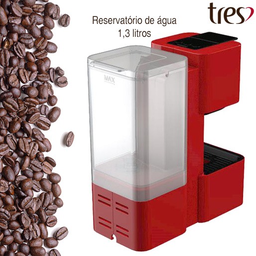 Conta com a tecnologia italiana Caffitaly Máquina Café Expresso Tres S26 Pop Vermelho luz indicadora