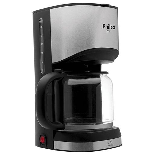 Potência de 550W Cafeteira Elétrica Philco PH41 Jarra Vidro 30 Cafés