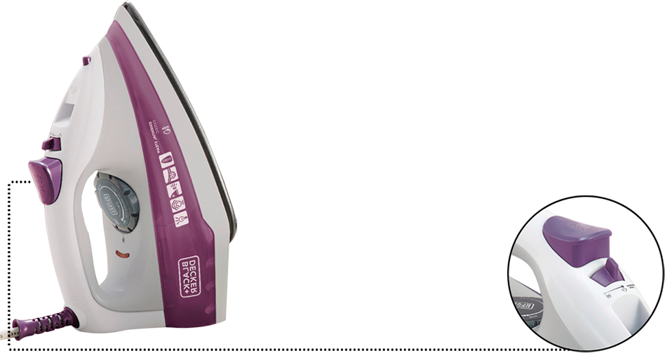 A base é de alumínio antiaderente Ferro Black Decker FX100 vapor seco