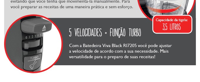 5 velocidades + função turbo