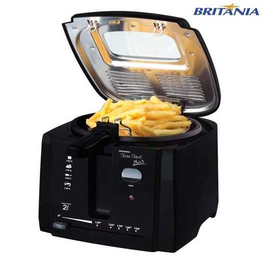 Frituras sequinhas e saborosas Fritadeira Britânia Frita Fácil Plus 3 Cesto removível