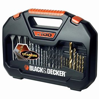 conjunto para furar e parafusar Black&Decker A7187 XJ 100 peças fechado
