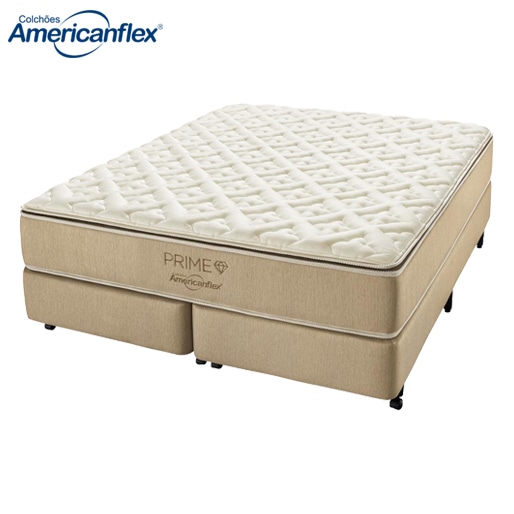 Cama Box King + Colchão AmericanFlex Prime com Pillow Top e Molas Ensacadas  71 x 193 x 203 cm | Extra