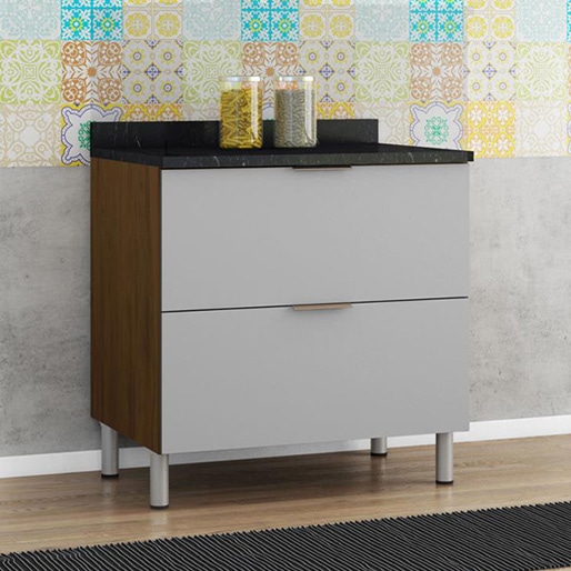 Balcão Duplo com pés fixos Cozinha Modulada Balcão Duplo