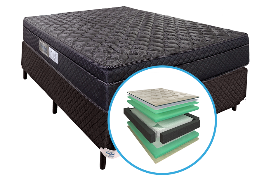Cama Box Colchão Casal Portobel Diplomata Light Preta Cama Box Colchão Casal Portobel Diplomata Light Preta
