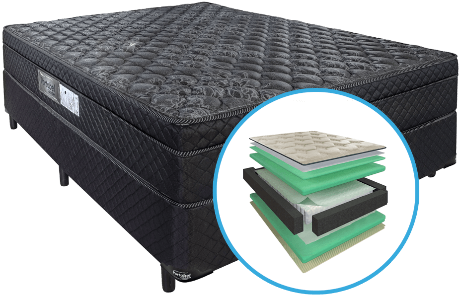 Cama Box Colchão Queen Size Portobel Diplomata Light Preta