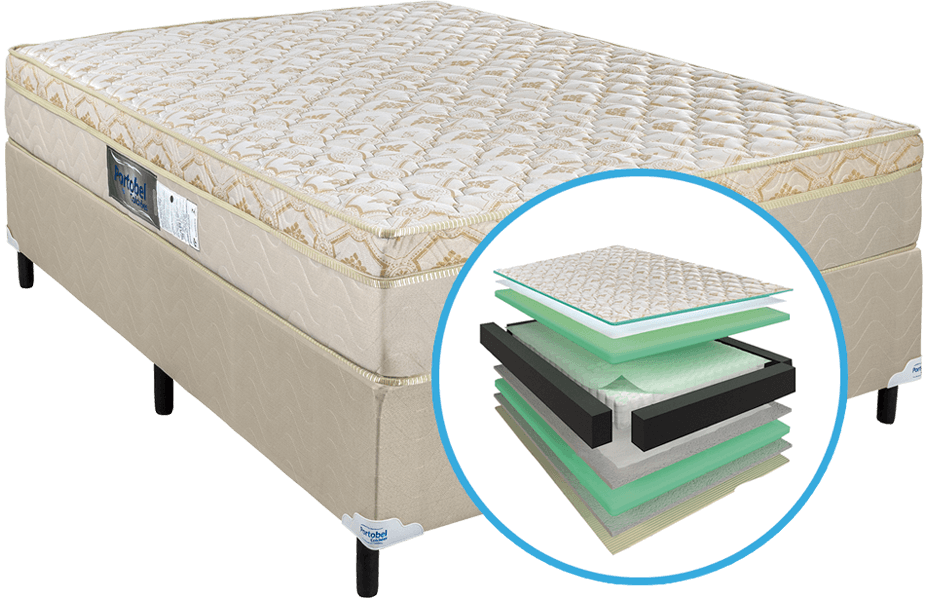 Cama Box Colchão Casal Portobel Diplomata Light Bege Cama Box Colchão Casal Portobel Diplomata Light Bege