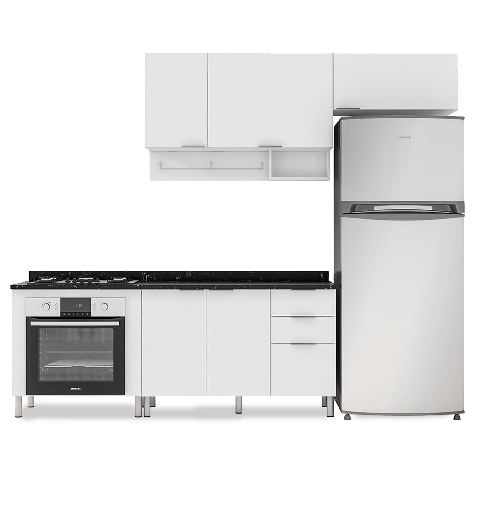 Armazena variados produtos Cozinha Compacta Bartira Rubi modular