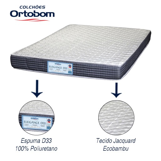 Colchão Casal Ortobom Elegance Espuma D33 17x138x188 cm - Branco/Azul |  Extra