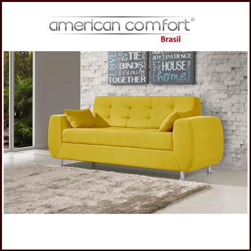 Sofá 3 Lugares em tecido Suede Sofá 3 lugares American Comfort Aruba