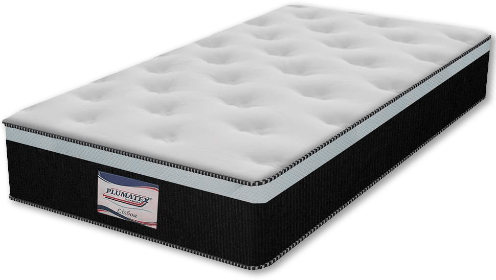 Colchão de Molas Ensacadas Plumatex Lisboa – Solteiro Colchão Solteiro Plumatex Lisboa Branco Preto