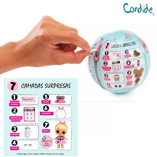 Sete diferentes surpresas miniboneca candide lol sete surpresas