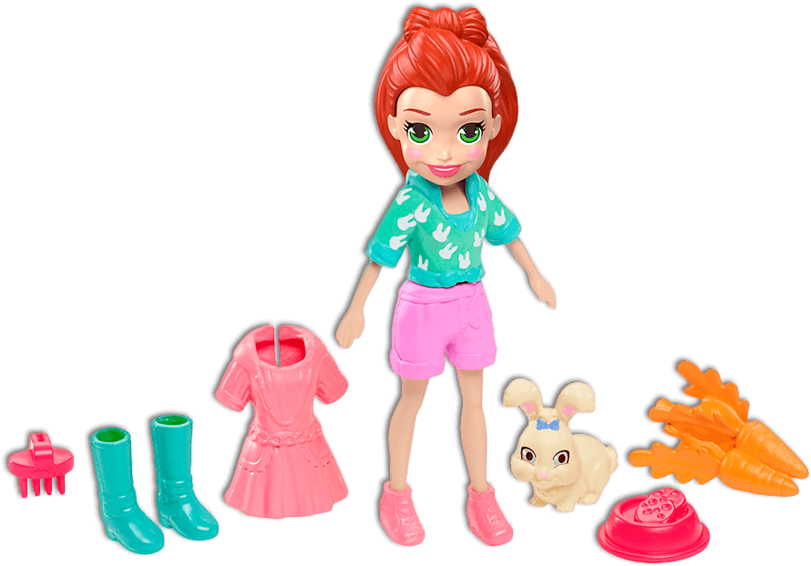 Brinquedos em plástico Conjunto Polly Pocket Mattel Lila Coelhinho plástico