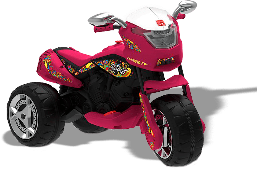 Super Moto Elétrica Bandeirante GT Turbo – Rosa/Preto Super Moto Elétrica Bandeirante GT Turbo 12V Rosa Preto