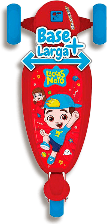 As 3 rodas largas possuem 12 cm de diâmetro Patinete Bandeirante Luccas Neto rodas
