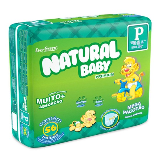 Fraldas Natural Baby Premium P 56 Unidades