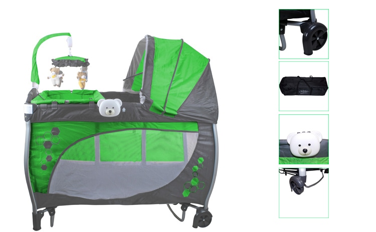 Berço Desmontável Baby Style Balanço Musical Verde
