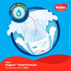 Possui sistema Blockgel com canais ativos fralda descrtável huggies turma mônica maior absorção