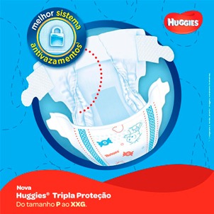Com barreiras superimpermeáveis fralda huggies tripla proteção sistema antivazamentos