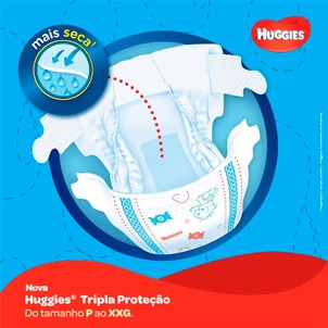 Mantém o bebê sequinho por até 10 horas fralda huggies turma mônica camada maxxiproteção