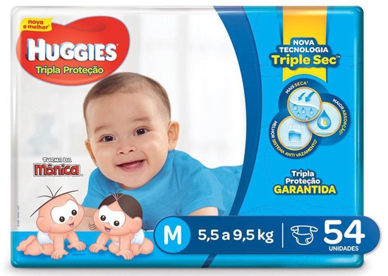 Fralda Huggies Tamanho M - 54 Unidades Fralda Huggies Mega M 54 Unidades
