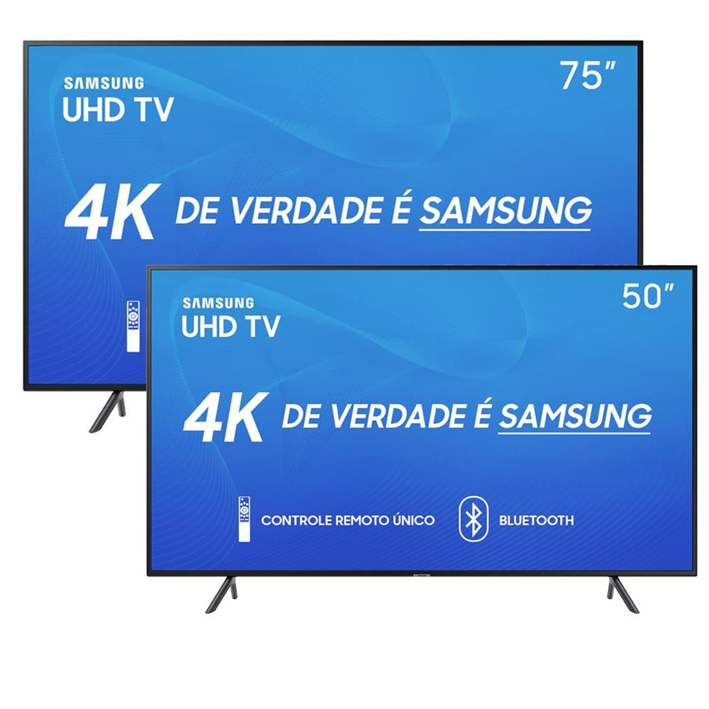 Smart TV LED 75" UHD 4K Samsung 75RU7100 + Smart TV LED 50" UHD 4K Samsung 50RU7100 - TV 4K