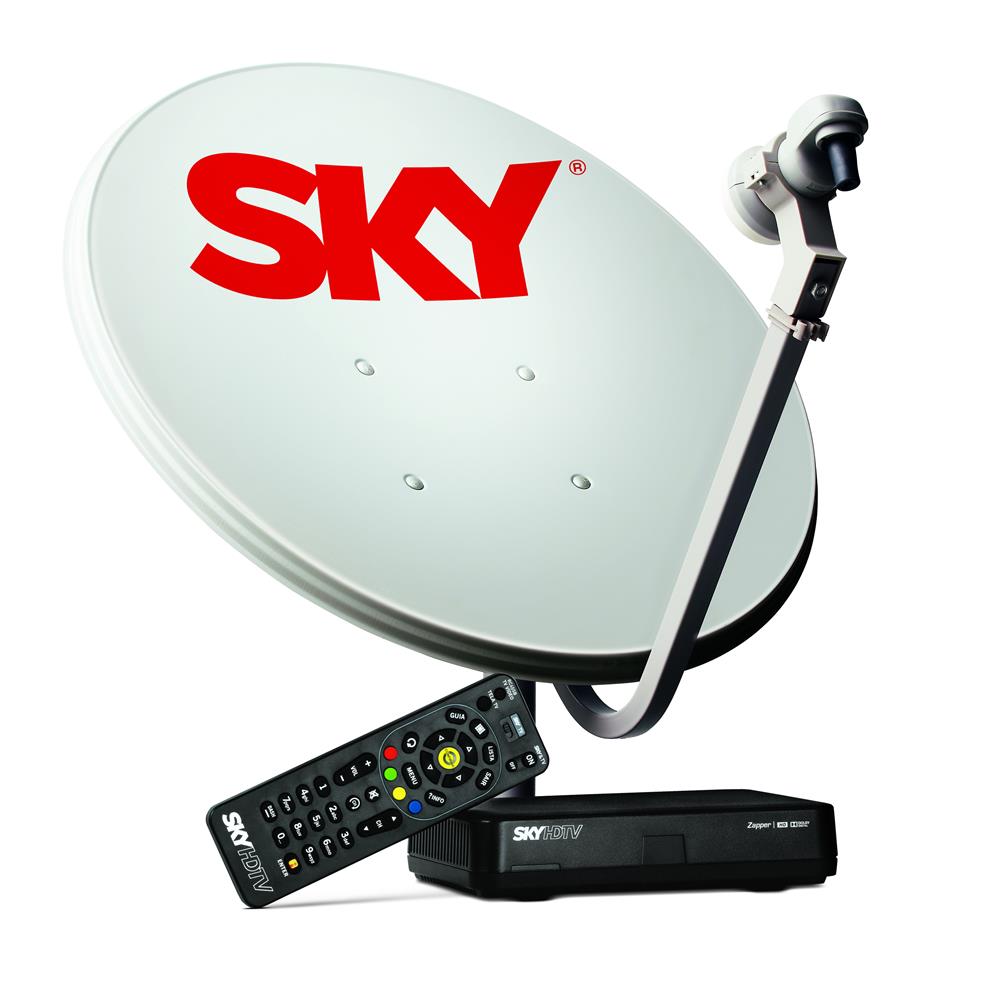 Kit de Antena Parabólica Sky 60 cm + Receptor Digital Sky Pré-Pago Flex